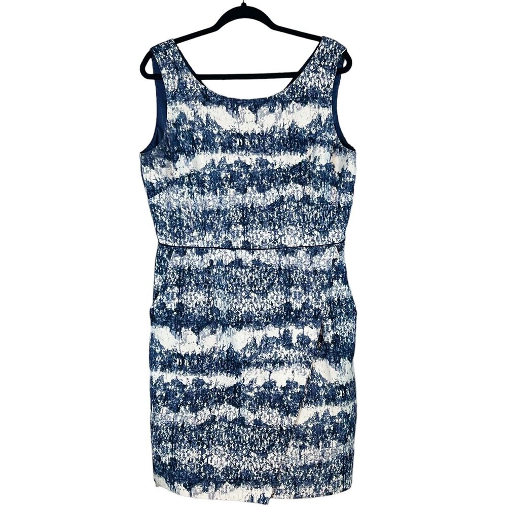 Katherine Kelly Womens Size 14 Sheath Dress Blue Watercolor Sleeveless Pockets